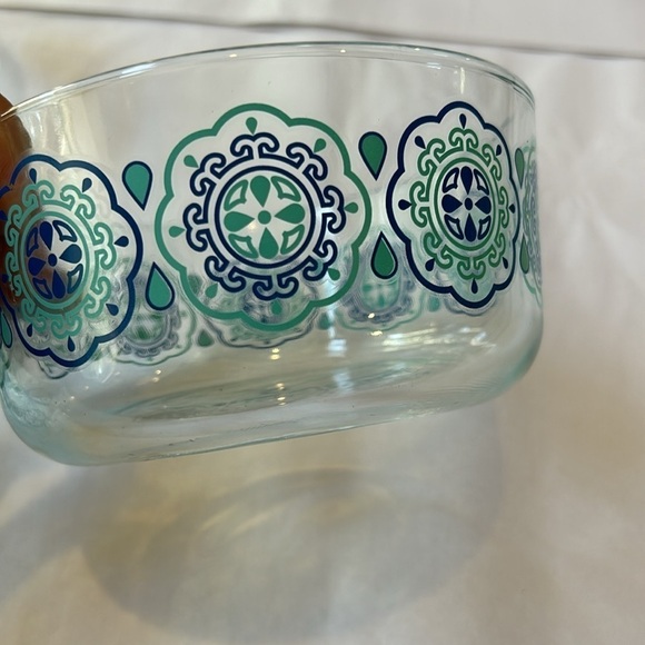 Pyrex Set of 3 Glass Turquoise Blue Pinwheel Serving Bowls - Picture 4 of 13